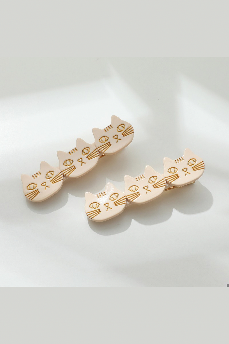 Zoe Triple Cat Face Barrette Hair Clip (Set of 2)