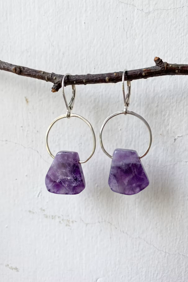 Irregular Amethyst Earrings