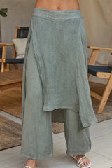 Italian Linen Draped Skirt Overlay with Pant