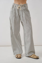 Stripe Wide Leg Pants with Rope Belt