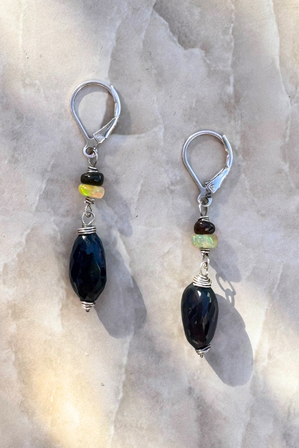 Black Opal Nugget Earring