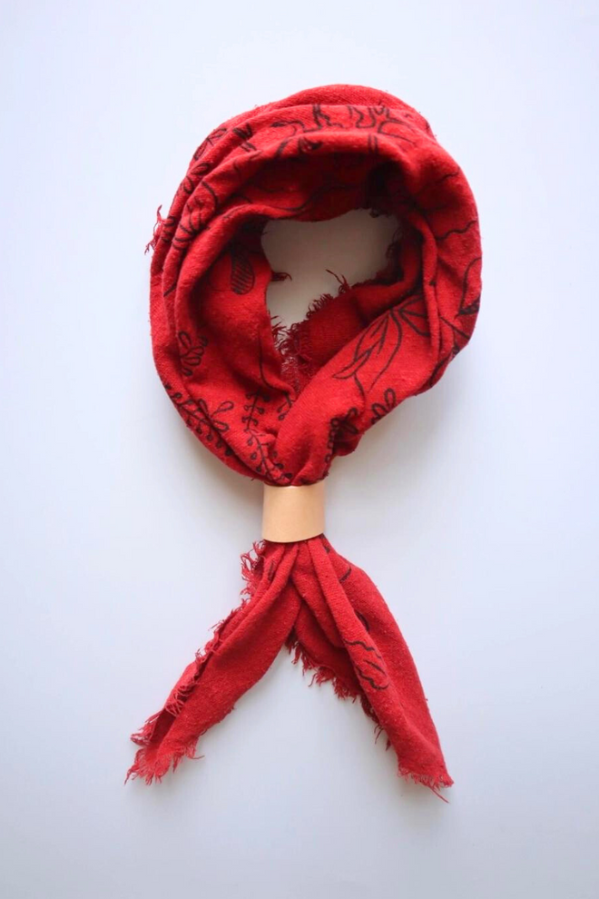 Studio Opal Poppy Red Botanical Print Naturally Dyed Bandana