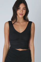 V Neck Shirred Top