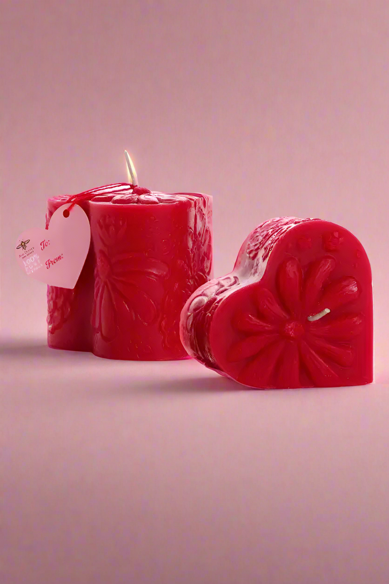 Beeswax Heart Pillar