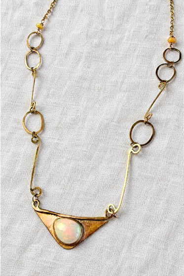 Ethiopian Opal + Gold Necklace