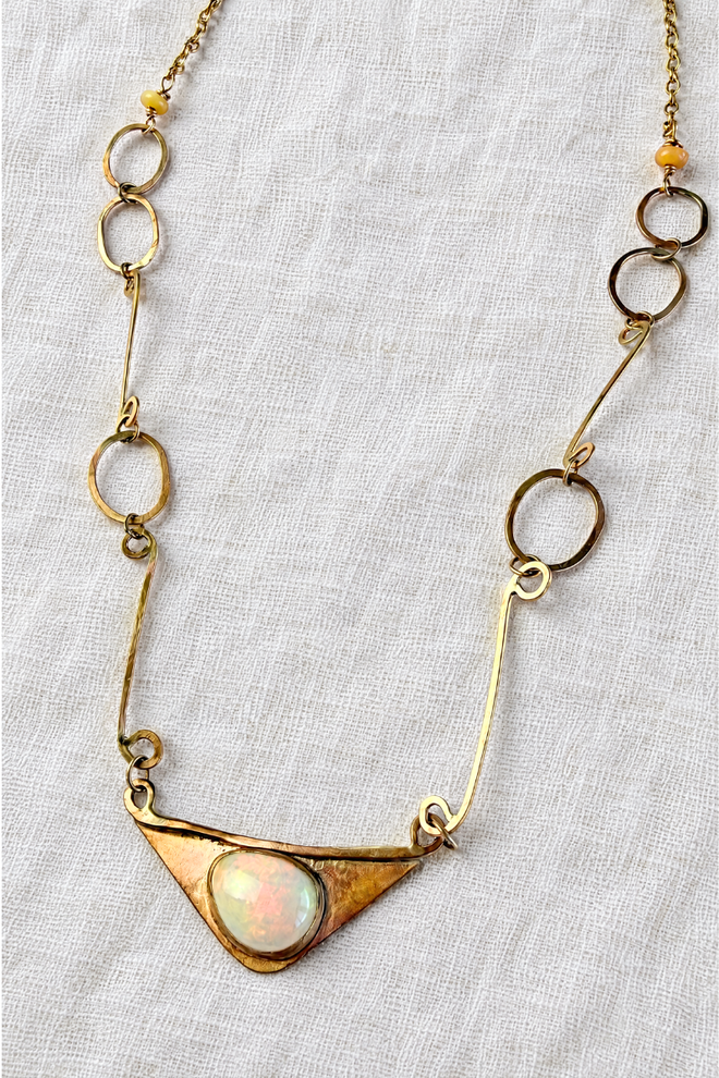 Ethiopian Opal + Gold Necklace