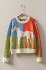 Colorblock Horse Sweater