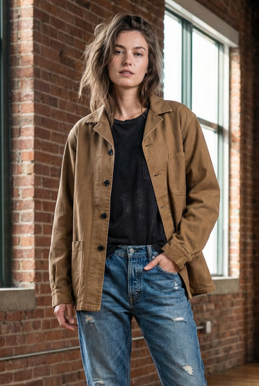 Chestnut Brown Vintage French Workwear Jacket