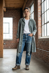 Vintage French Workwear Coat – Faded Slate Blue