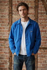 Unisex Lancois Patched Indigo Vintage French Workwear Jacket