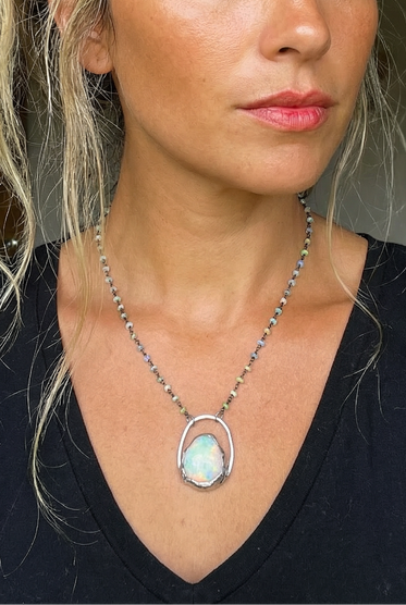 Ethiopian Halo Opal Necklace