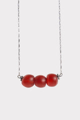 Trio African Red Glass Bead Necklace