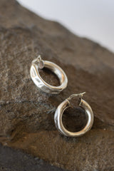 Sterling Hoops Pounded