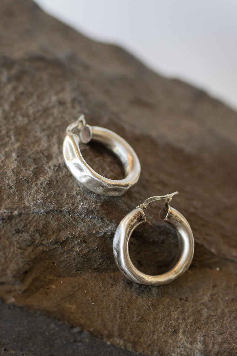 Sterling Hoops Pounded