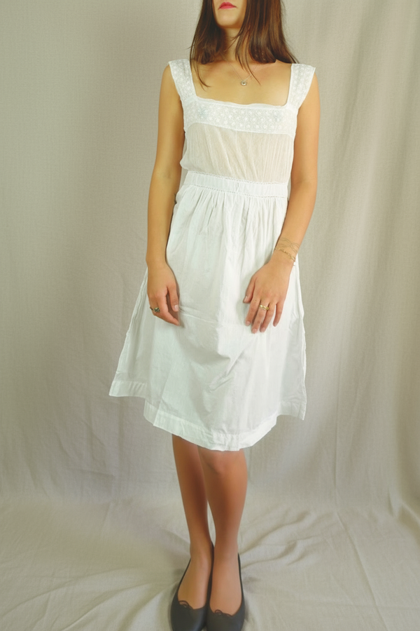 Antique French Cotton & Lace Chemise Dress