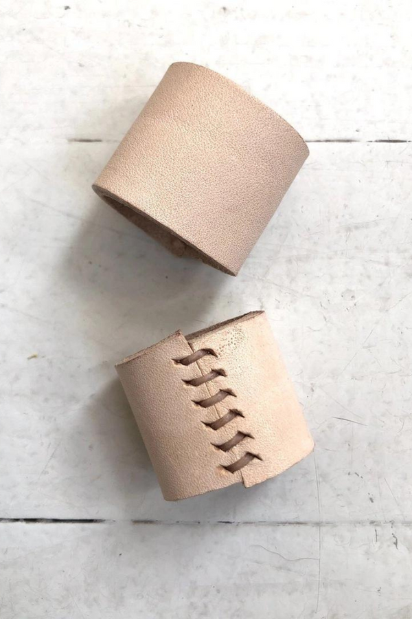 Naturally Dyed Leather Bolo Bandana Cuff