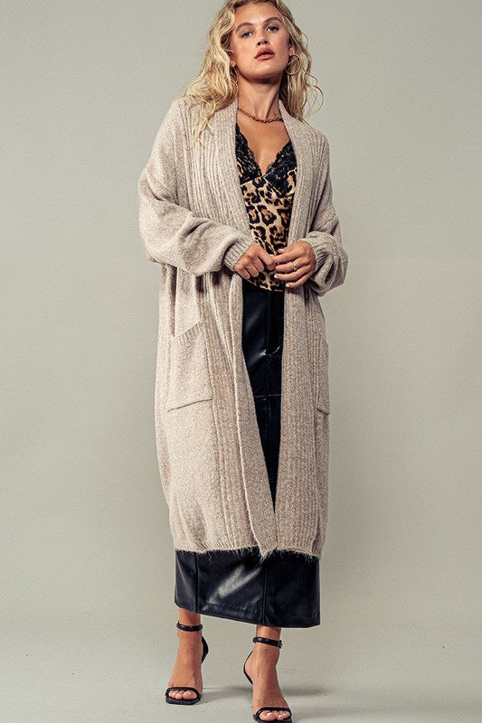 Longline Fuzzy Cardigan