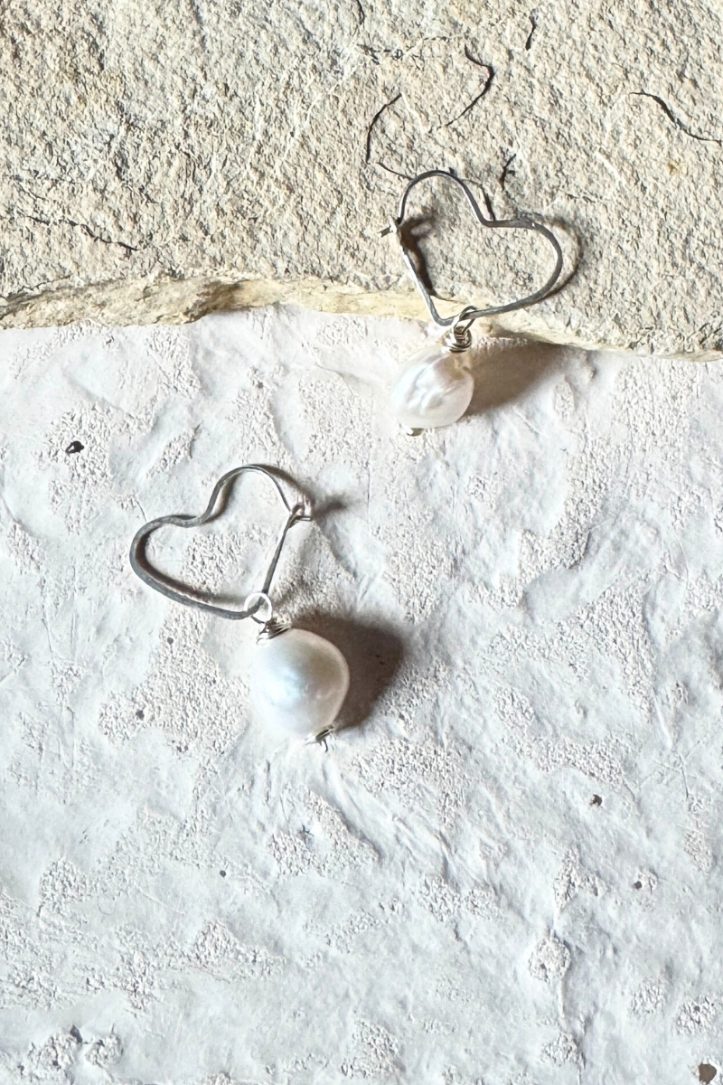 Pearly Heart Earrings