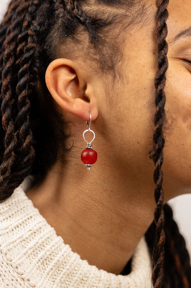 Red African Glass Bead Earring