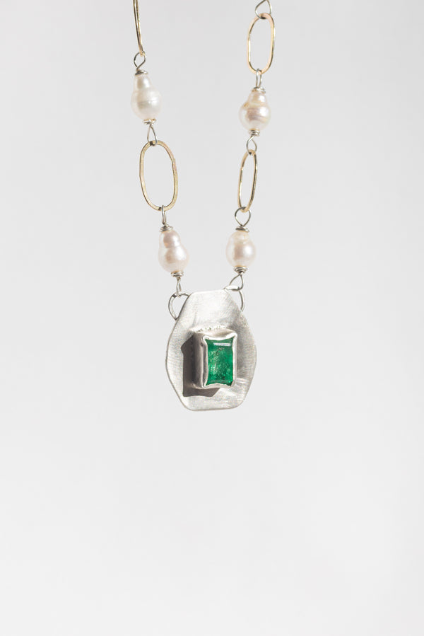 Emerald + Pearl Necklace