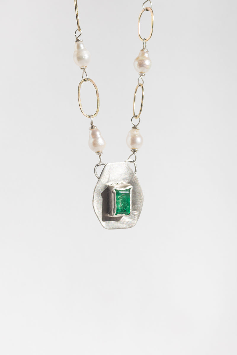 Emerald + Pearl Necklace