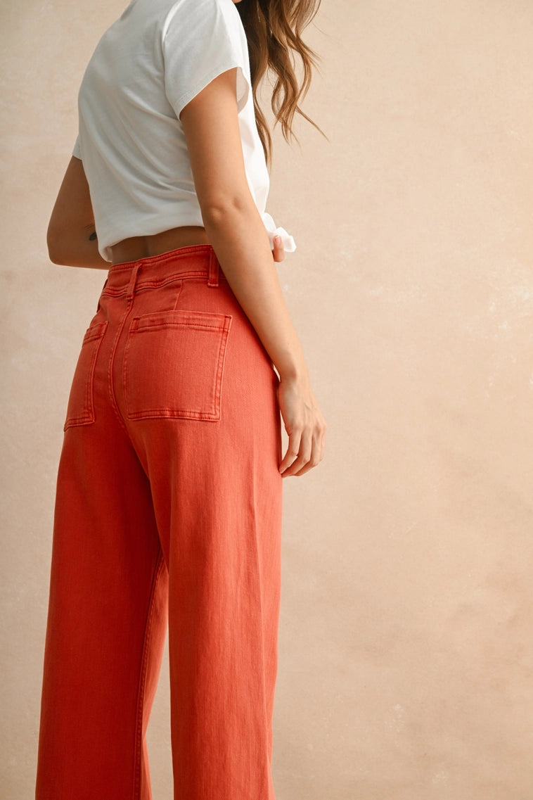Straight Wide Leg Denim Pants