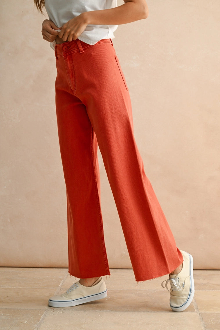 Straight Wide Leg Denim Pants