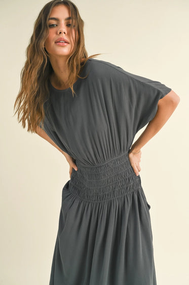 Rayon Smocking Waist Long Dress