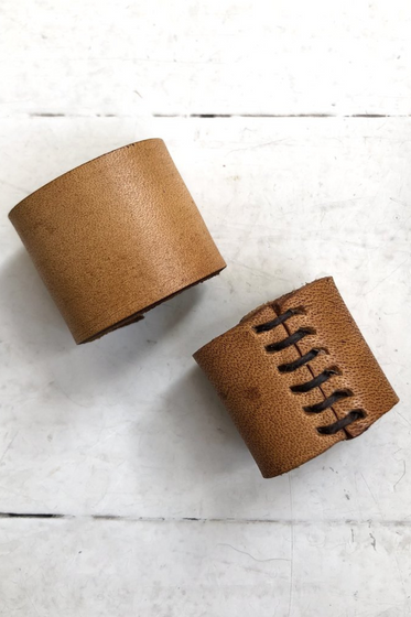 Naturally Dyed Leather Bolo Bandana Cuff