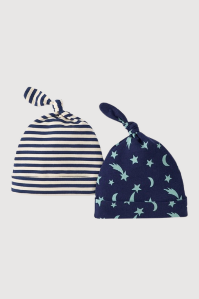 2-Pack Baby Layette Top Knot Beanie