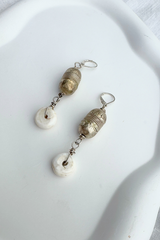African Silver & White Shell Earring
