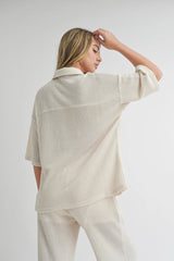 Waffled Fabric Buttondown Knitted Shirts