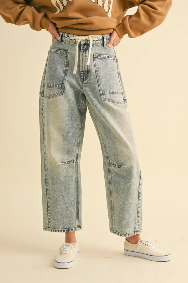 Washed Denim Pants