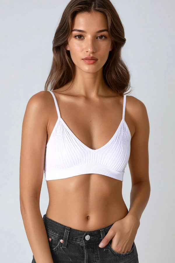 Ribbed V-Neck Bralette