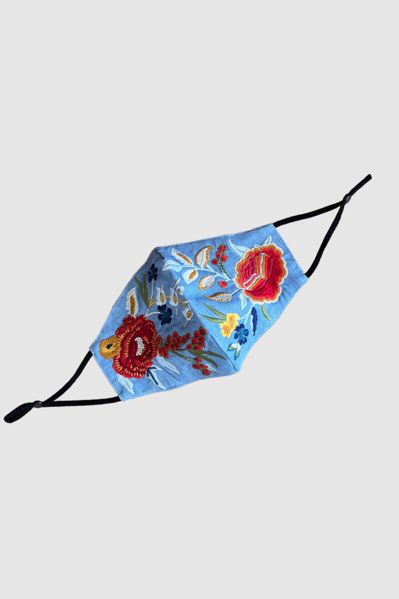 Light Blue Embroidered Mask