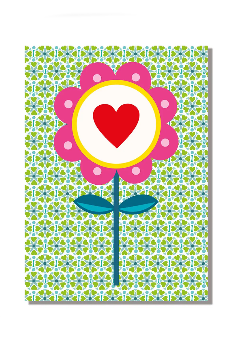Pink Retro Daisy Postcard
