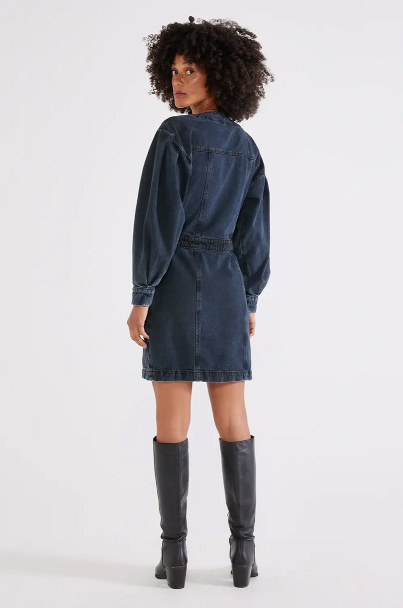 Etica Mira Dark Wash Denim Wrap Mini Dress S / Denim Etica Mira Dark Wash Denim Wrap Mini Dress S / Denim