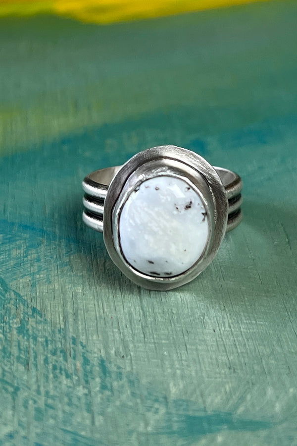 White Buffalo Turquoise Ring