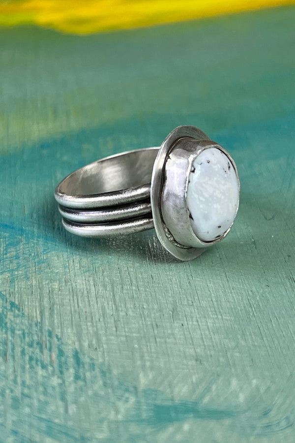 White Buffalo Turquoise Ring