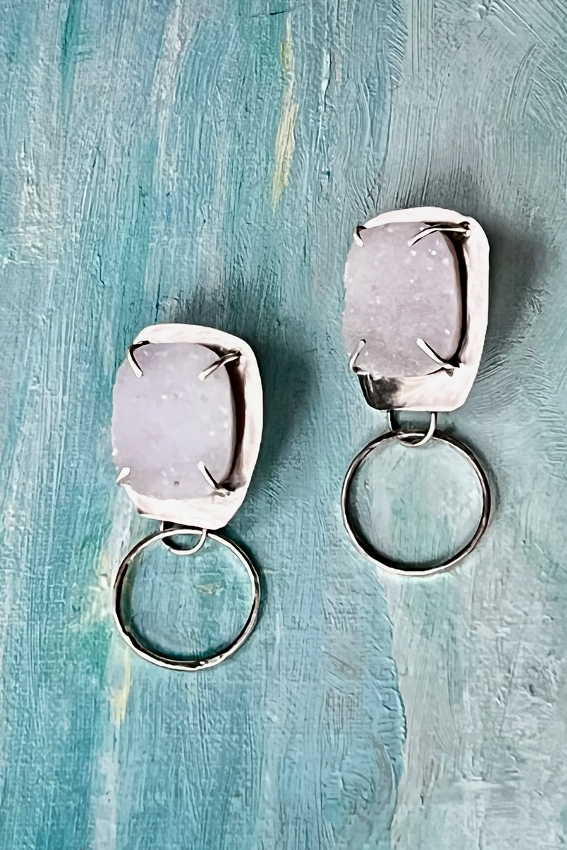 Druzy Quartz Studs