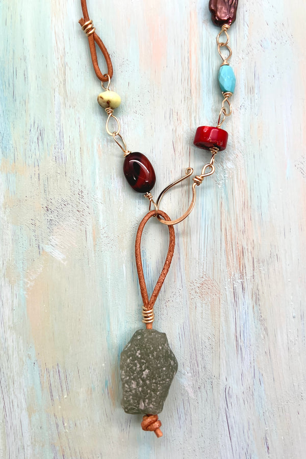 Gold + Leather + Stones