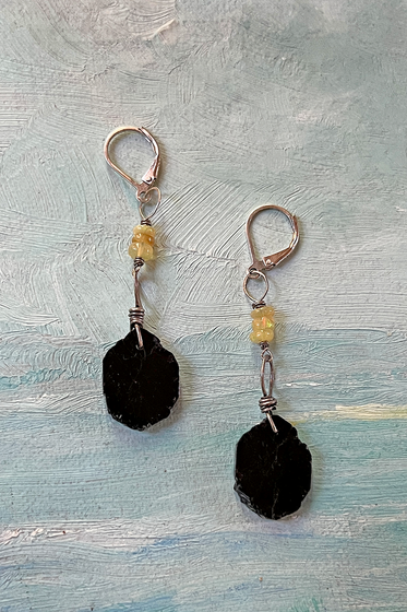 Opals + Tourmaline Earrings