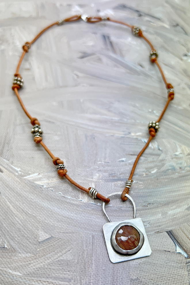 Rutilated Quartz + Leather