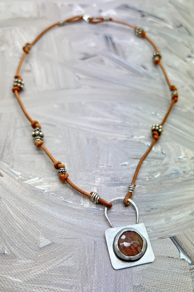 Rutilated Quartz + Leather