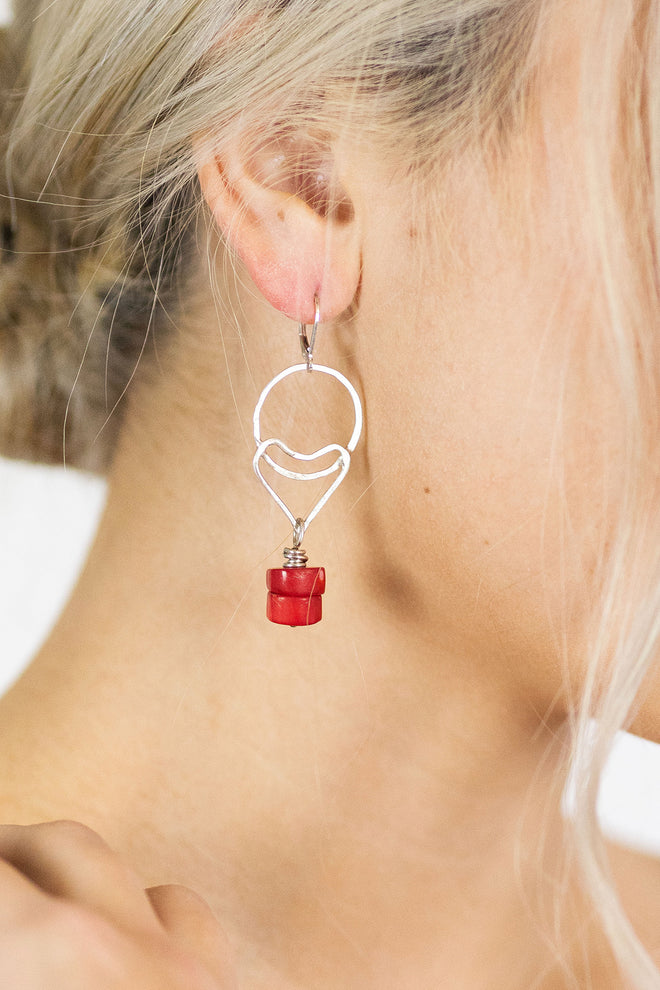 Full Moon + Heart Earrings