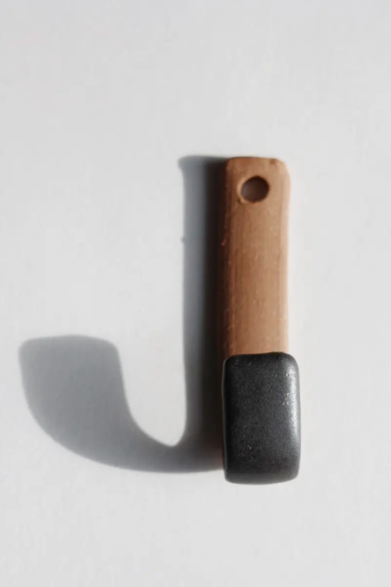 Black Ceramic Key Hook Handmade Pottery