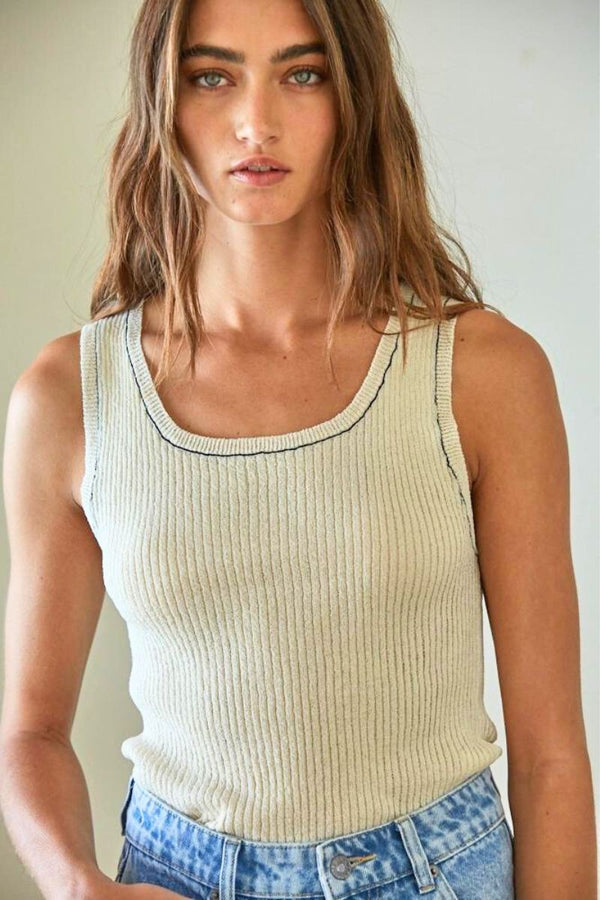 Knit Sweater Textured Ribbed Sleeveless Top