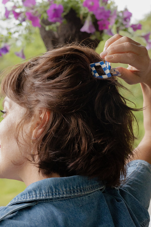 Checkered Rectangle Hair Clip