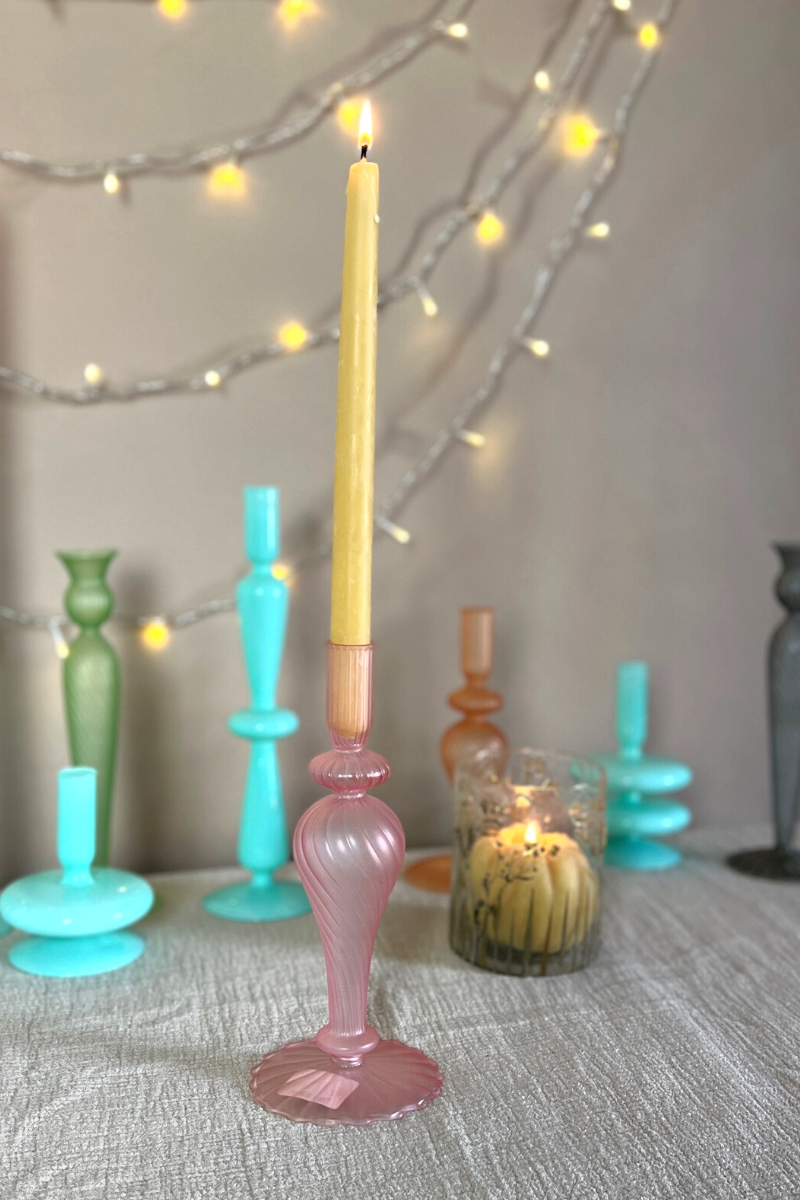 Colorful Glass Candlestick Holder