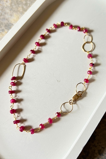 Ruby + Gold Anklet